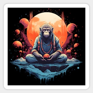 Meditating ape in nature, meditating monkey Magnet